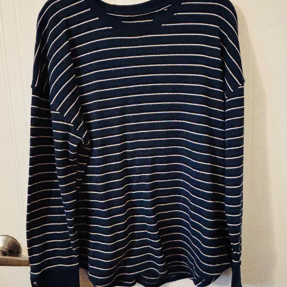 Sonoma Navy and White Striped Shirt